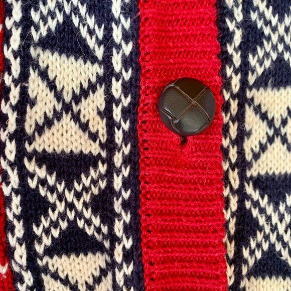 Vintage 80s Birch Brothers Fair Isle Cardigan L Eagles Eye Nordic Sweater Preppy - Picture 3 of 9